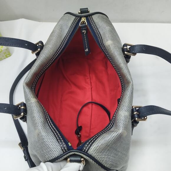 Dooney & Bourke Gray Coated Canvas Leather Trim Double Handle Zipper Satchel Bag - Picture 9 of 15